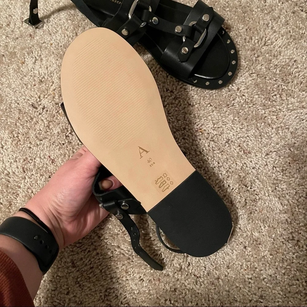 Anthropologie Hattie Black Studded Slingback Sandals - Picture 4 of 5